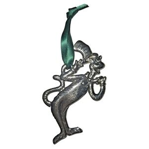 Vintage Official Dr. Seuss Cat in the Hat Silver Plated Christmas Ornament 3.5"